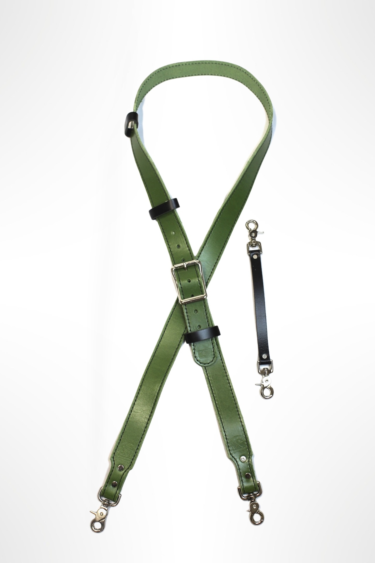 Green Leather Firefighter Radio Strap with Holster