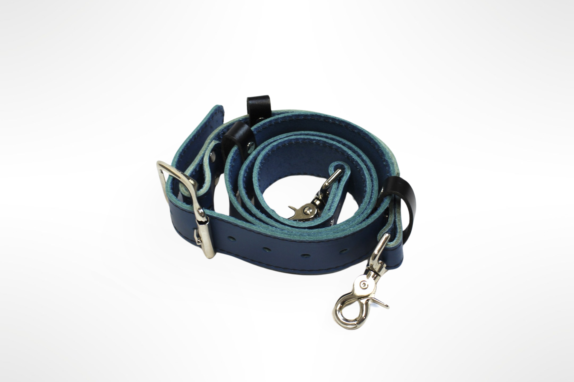 Blue Leather Firefighter Radio Strap with Holster