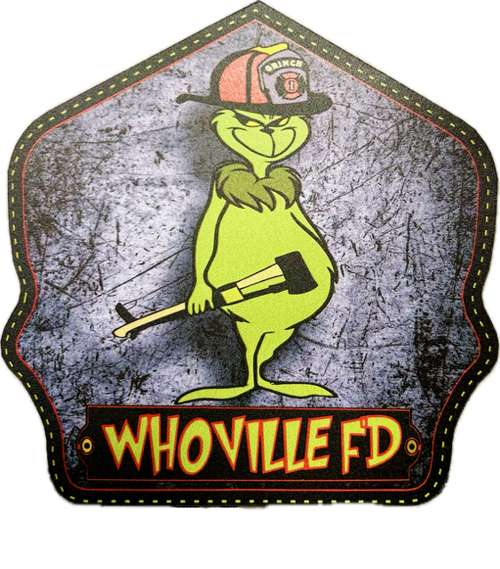 Flashover Graphix Christmas Special Leather Fire Helmet Shield by