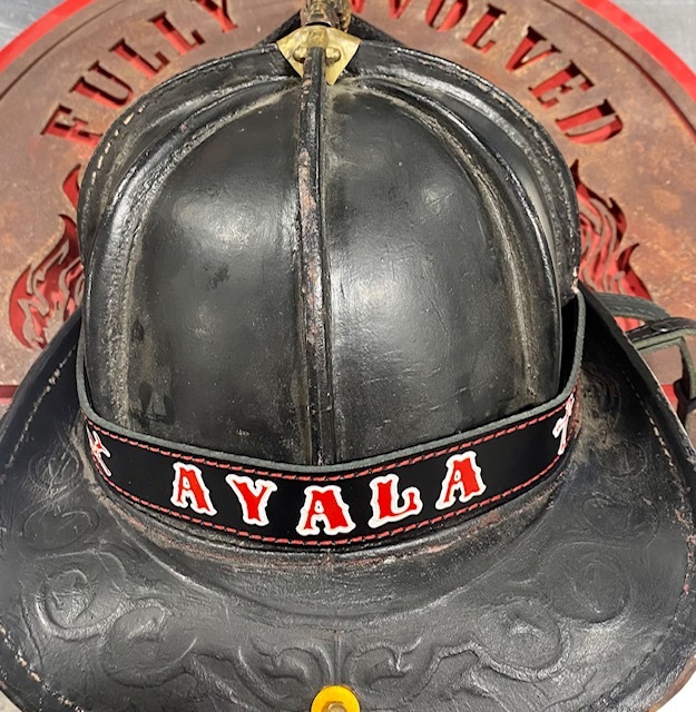 Custom Leather Fire Helmet Band by Fully Involved Leatherworks