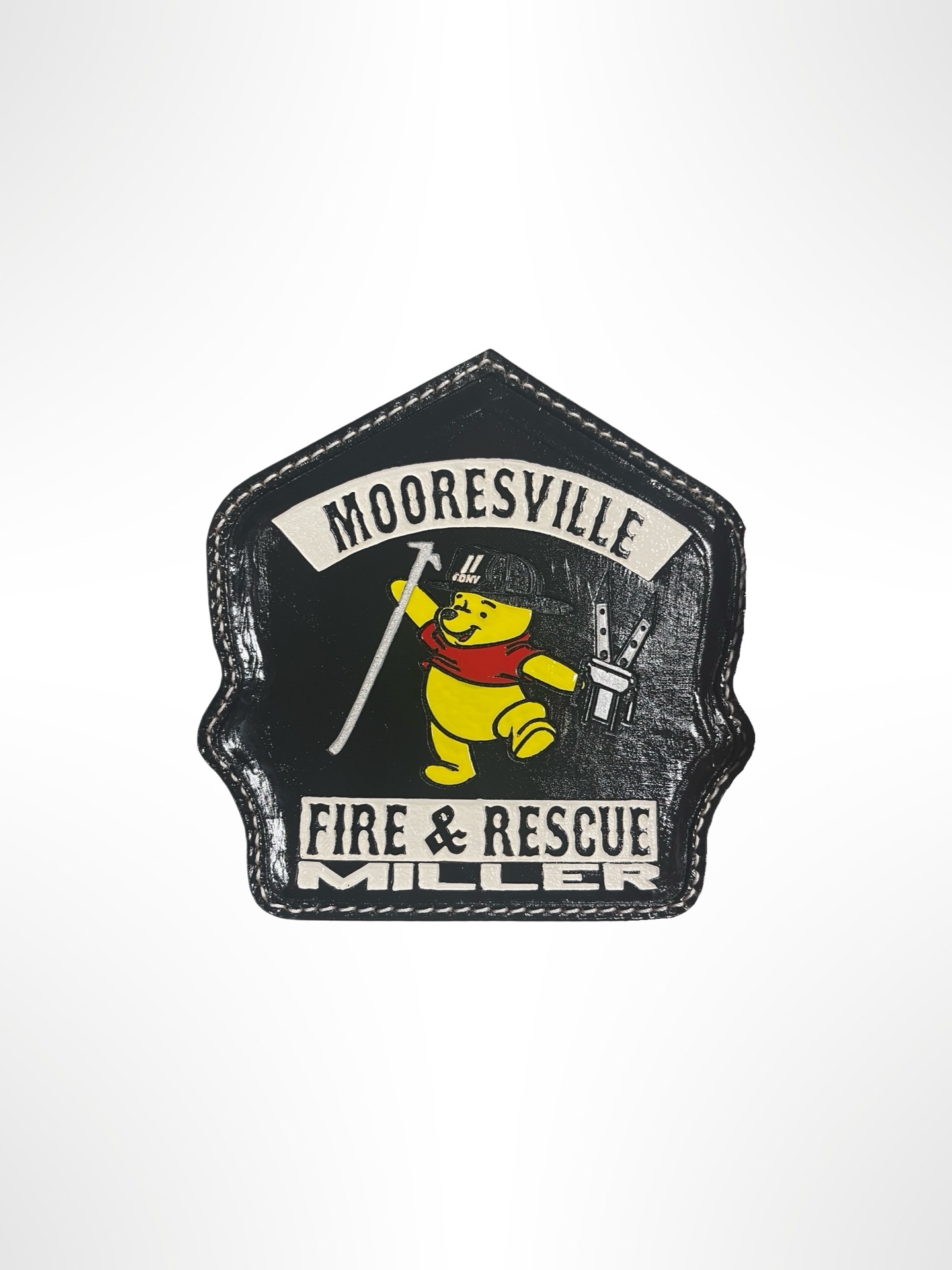 Custom Logo Firefighter Leather Fire Helmet Shield Front by Fully