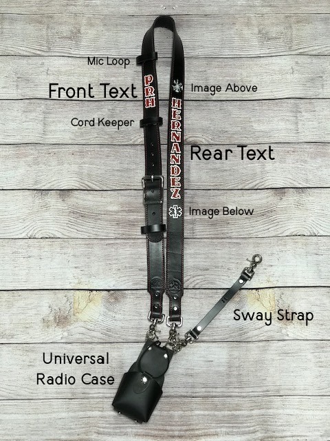 Red Custom Leather Firefighter Radio Strap