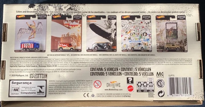 Hot Wheels LED Zeppelin Limited Edition 5 Car Set 1:64