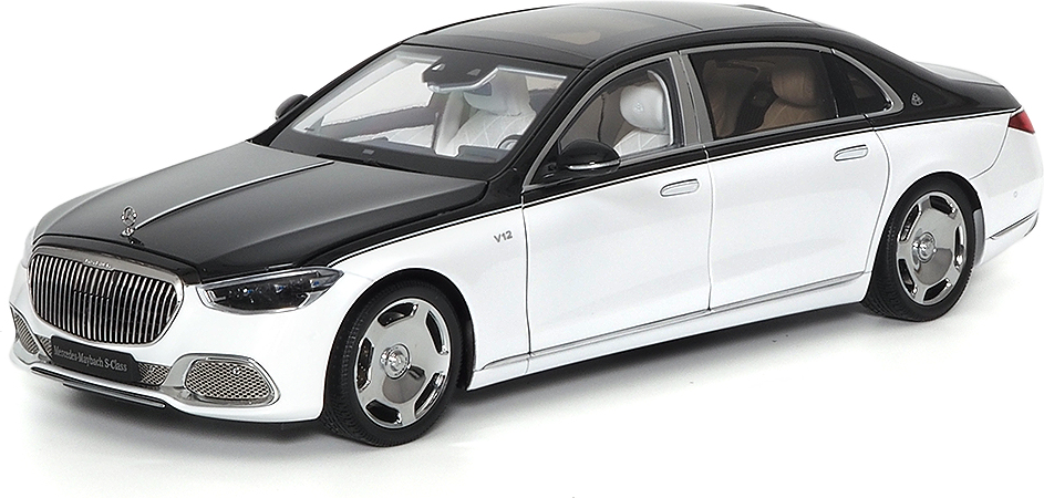 Maybach Mercedes Benz S-Class S600 V12 Biturbo White/Black in 1:18