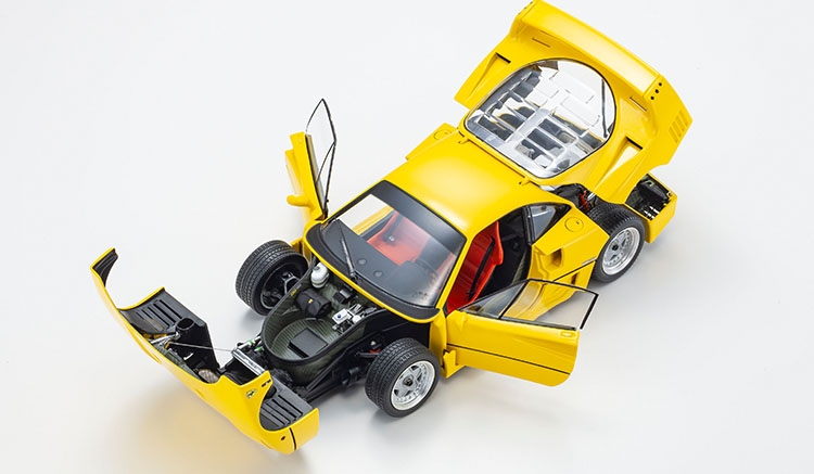 Ferrari F40 Yellow in 1:18 scale by Kyosho Diecast Models