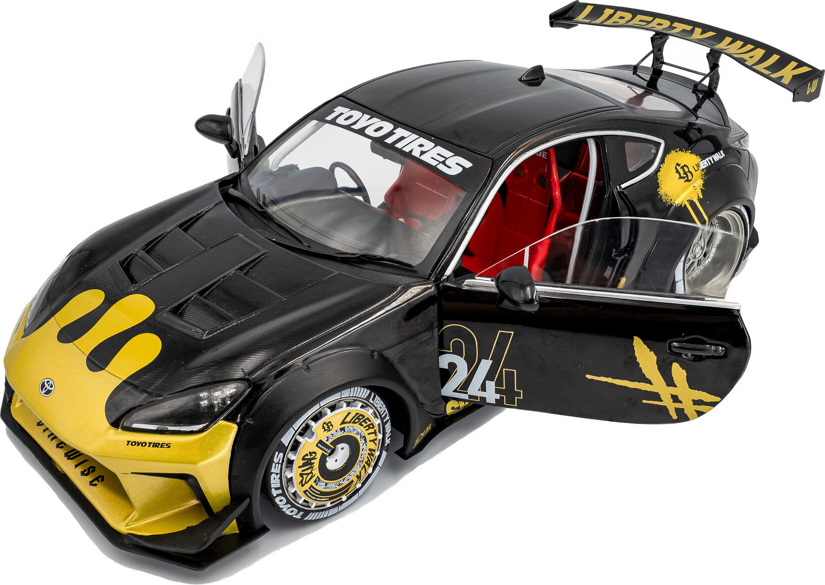 2024 Toyota GR86 Liberty Walk Body Kit Black /Gold in 1:18 scale