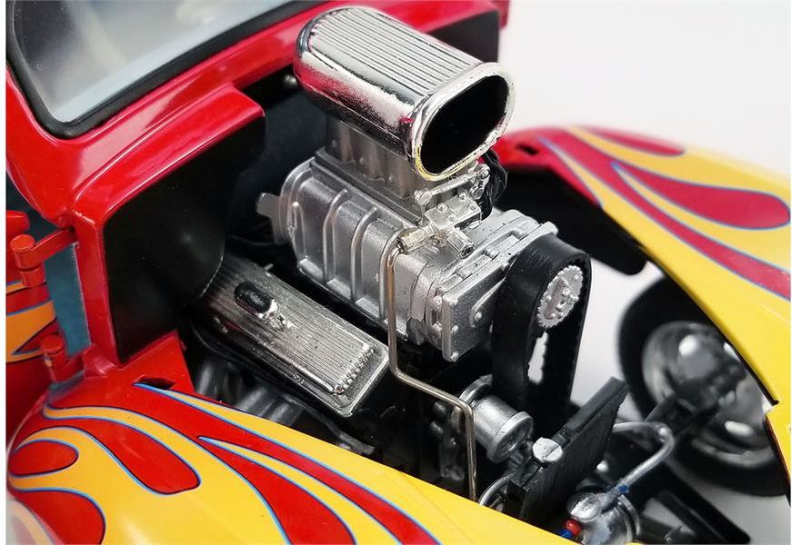 1941 Gasser in Red with Flames Diecast Model by Acme in 118 Scale by