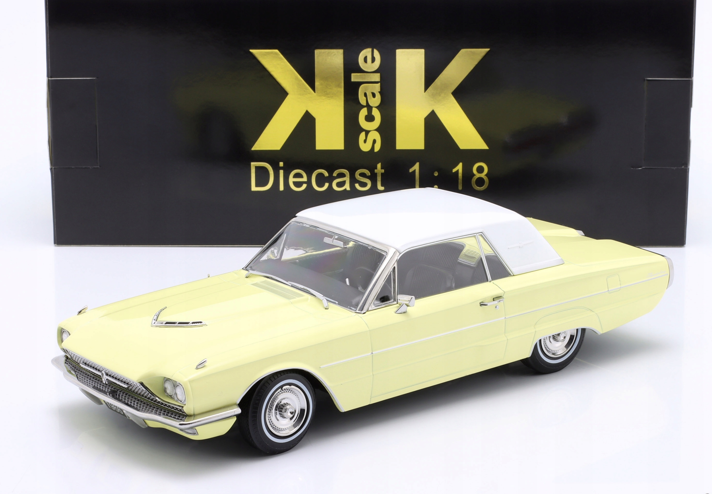 1966 Ford Thunderbird Cabriolet Hard Top Yellow/White in 1:18