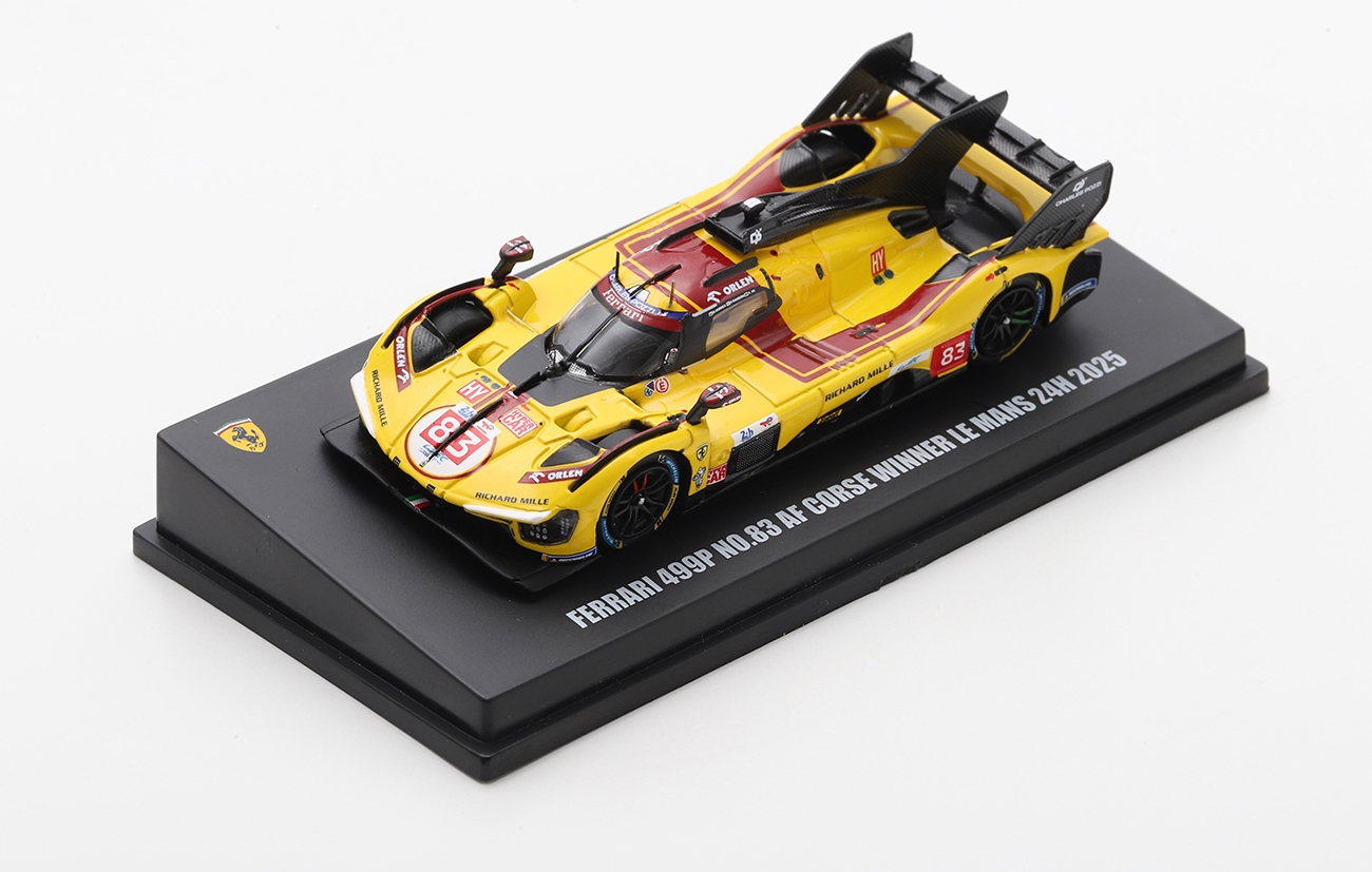 Ferrari 499P No.83 AF Corse Winner Le Mans 24H 2025 in 1:64 scale