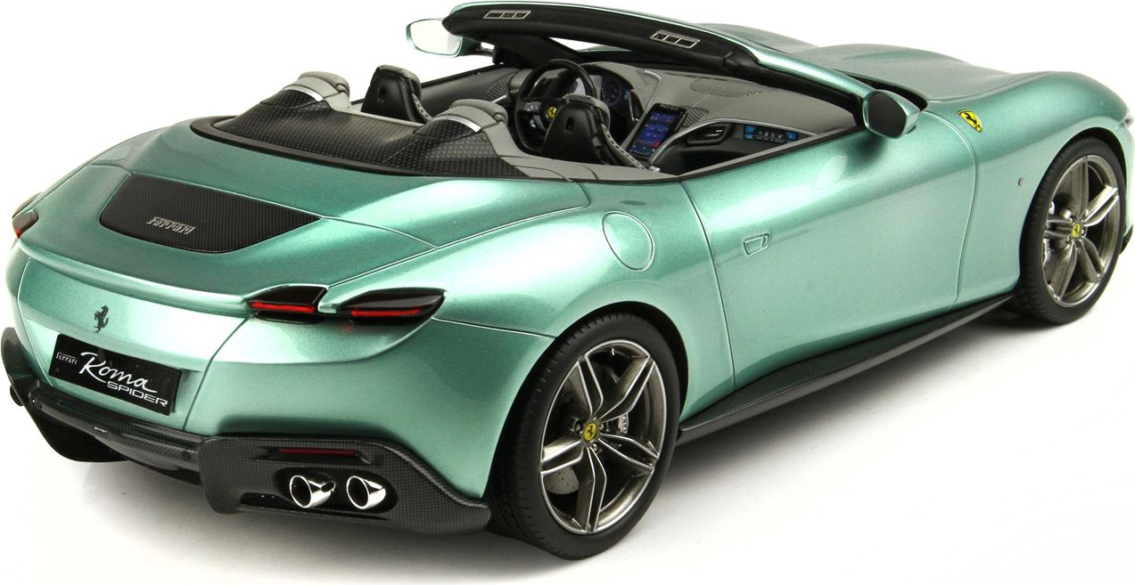 Ferrari Roma Spider 2023 Open Roof Tevere Green in 1:18 scale with