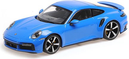 PORSCHE 911 (992) TURBO S 2021 BLUE in 1:18 scale by Minichamps by
