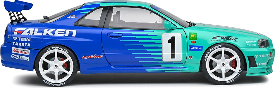 1999 NISSAN SKYLINE (R34) GT-R FALKEN DRIFT LIVERY in 1:18