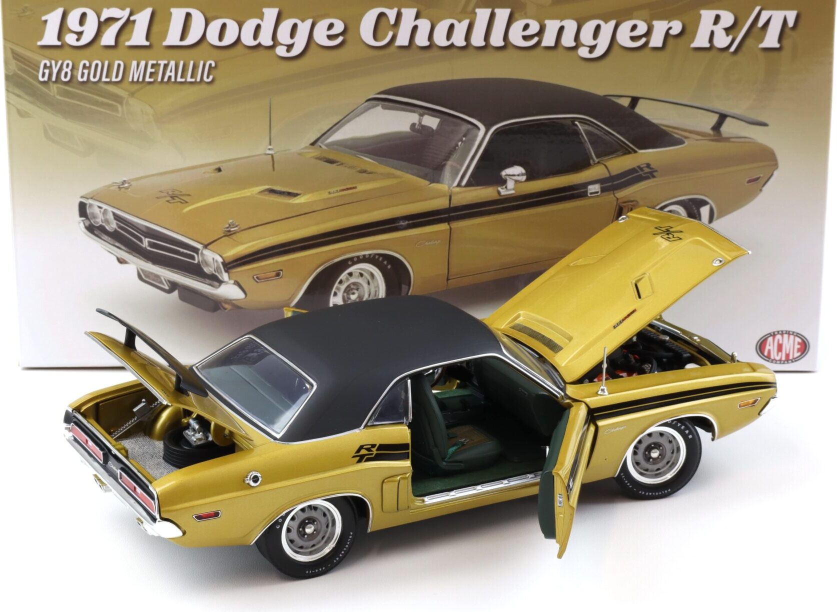 Modellino Auto 1:18 ACME 1971 Dodge Challenger R/T – Oro Metallizzato/nero