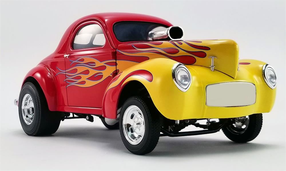 1941 Gasser in Red with Flames Diecast Model by Acme in 118 Scale by
