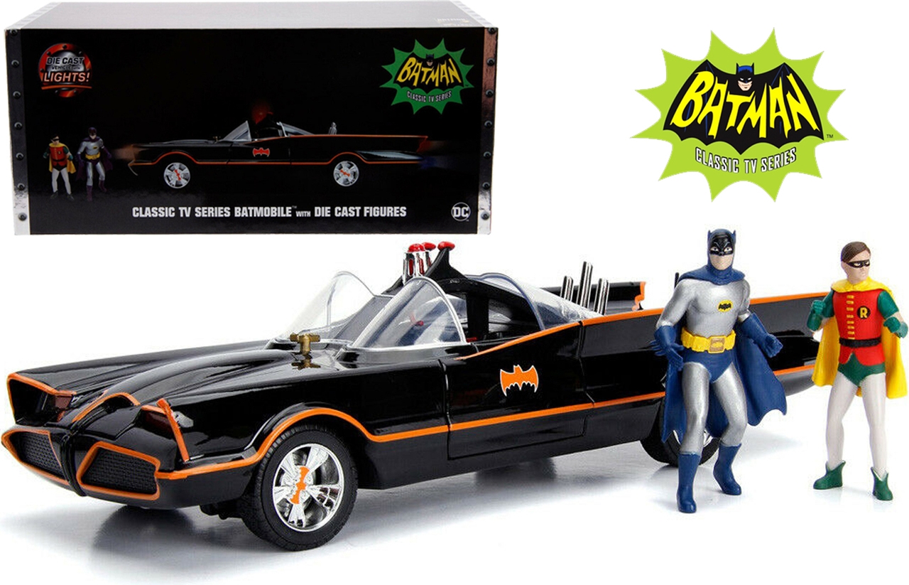 1966 Batmobile w/Lights & Batman & Robin Figures in 1:18