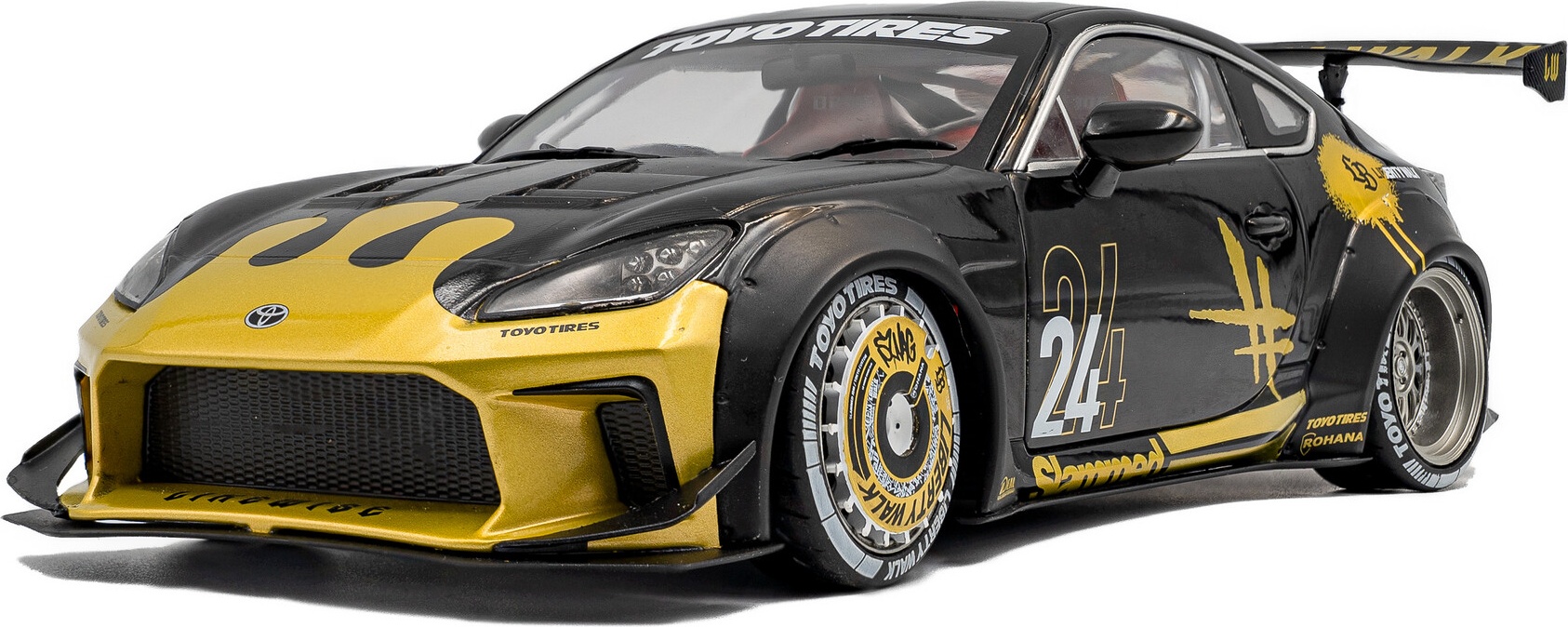 2024 Toyota GR86 Liberty Walk Body Kit Black /Gold in 1:18 scale