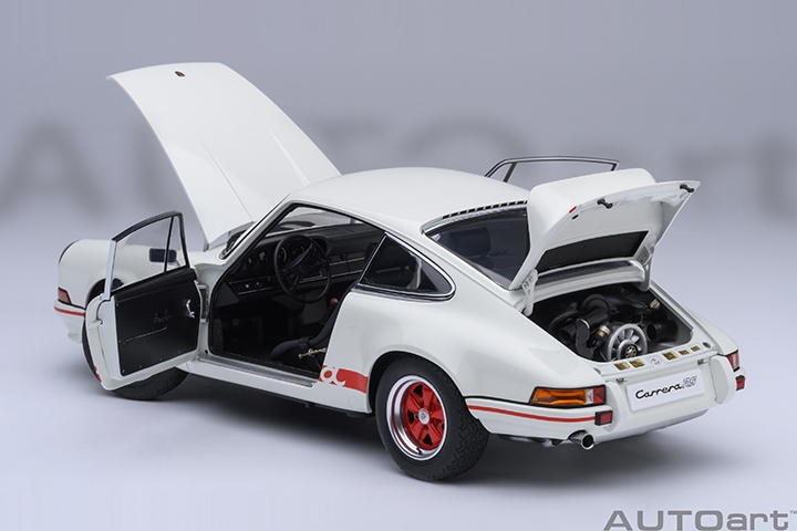 Porsche 911 Carrera 2.7 RS GP White/Red Stripes in 1:18 scale by
