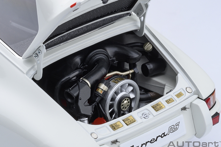 Porsche 911 Carrera 2.7 RS GP White/Red Stripes in 1:18 scale by