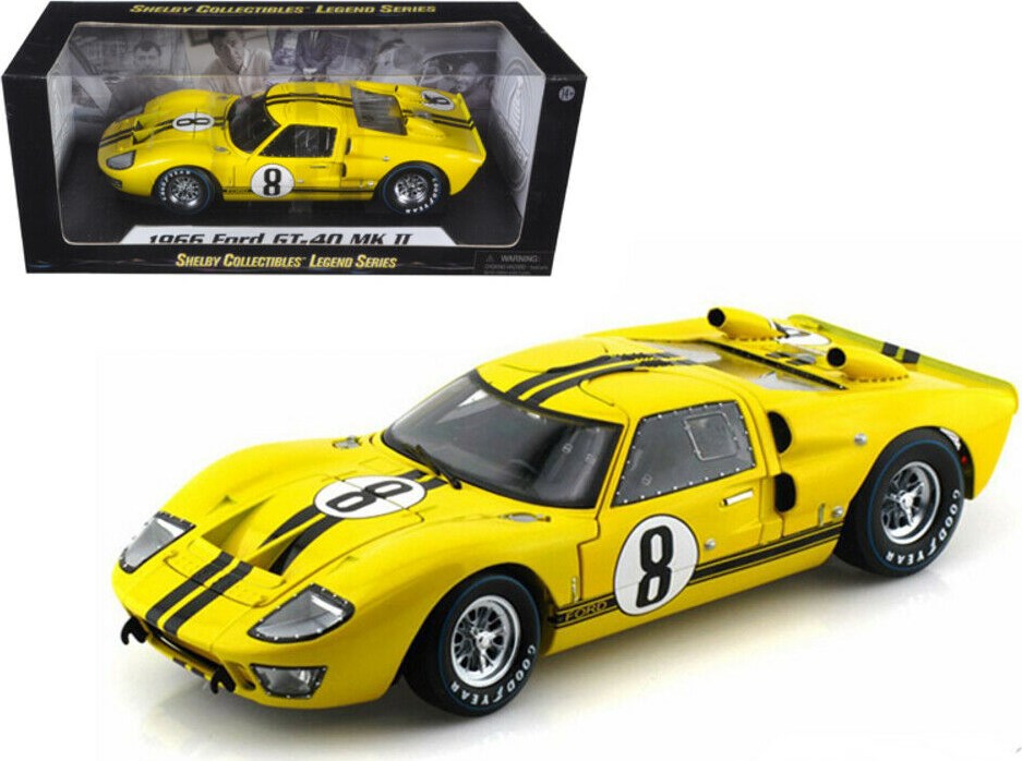 1966 Ford GT40 Mk II #8 Yellow in 1:18 Scale by Shelby
