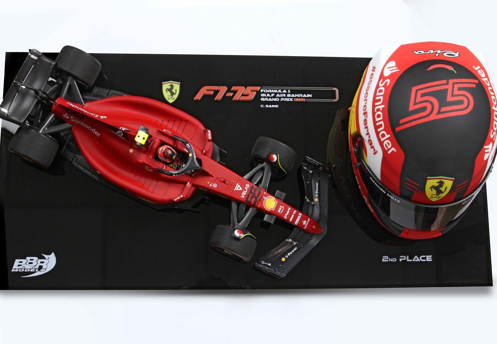 Ferrari F1-75 2022 Carlos Sainz - BBR échelle 1/18 Avec Casque - Neuf, Modèle De Collection