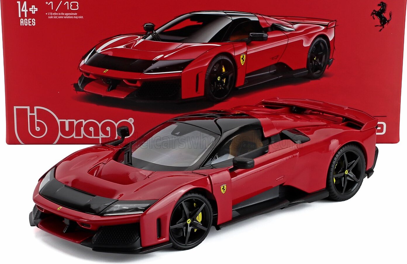 2024 Ferrari F80 Rosso Corsa/Black Wheels Dealer Exclusive in 1:18