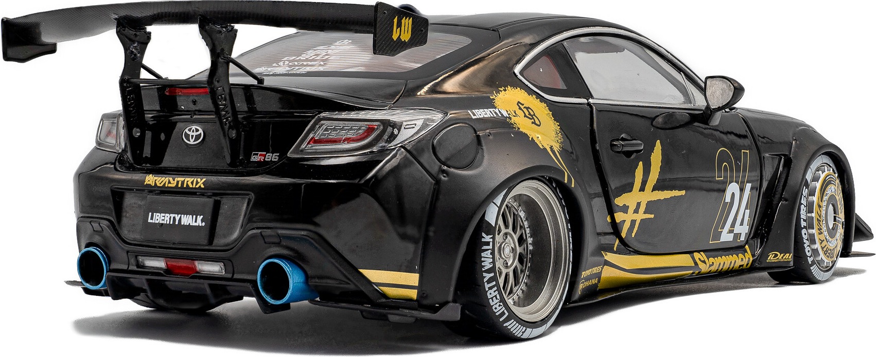 2024 Toyota GR86 Liberty Walk Body Kit Black /Gold in 1:18 scale