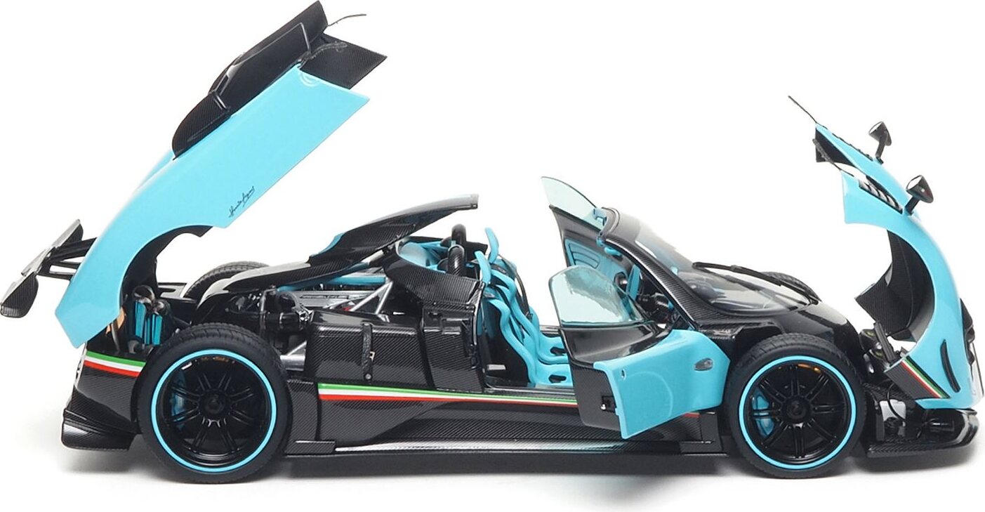 Pagani Zonda Uno Coupe Turquoise and Carbon in 1:18 scale w