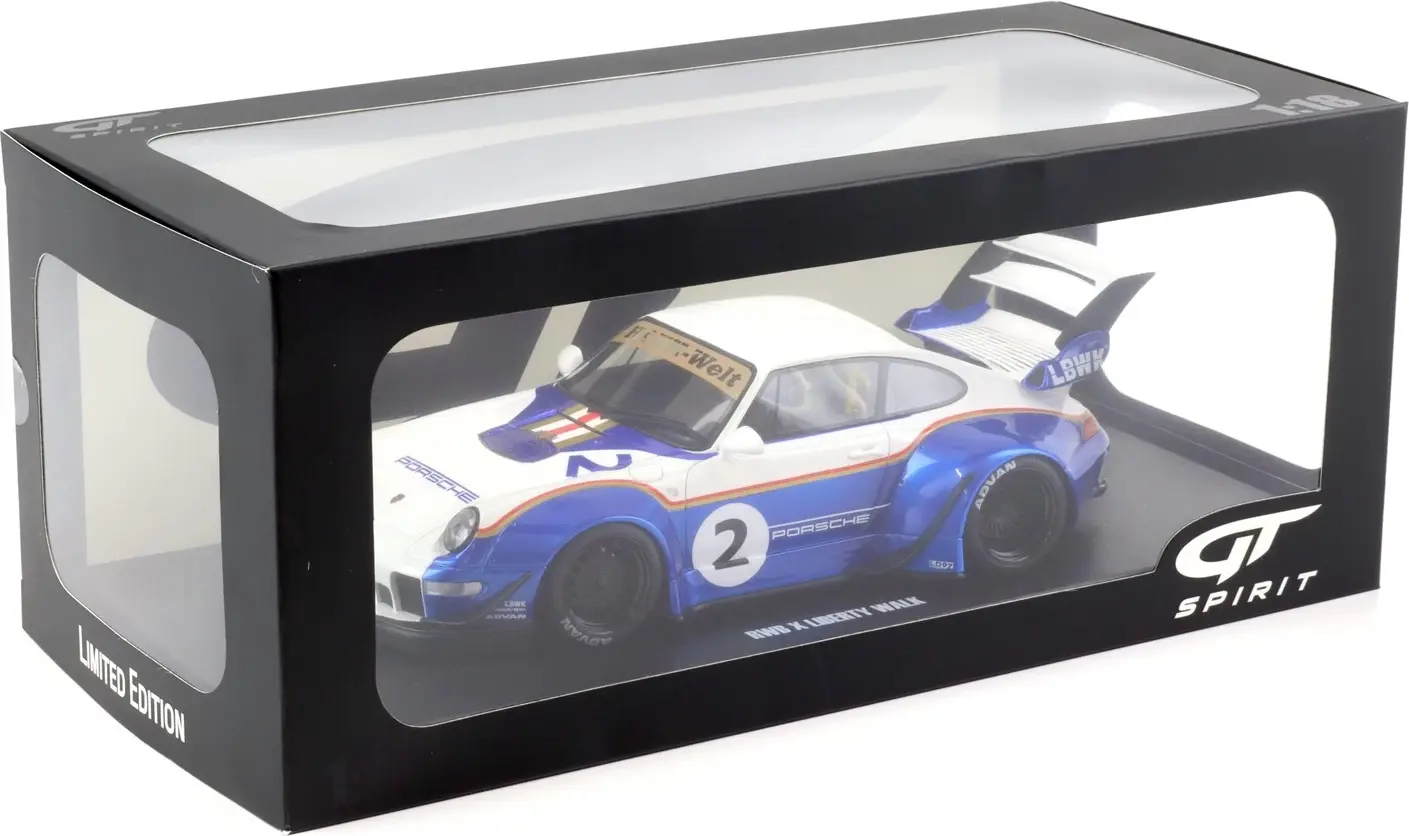 2023 Porsche 911 RWB X Liberty Walk White in 1:18 scale by GT Spirit