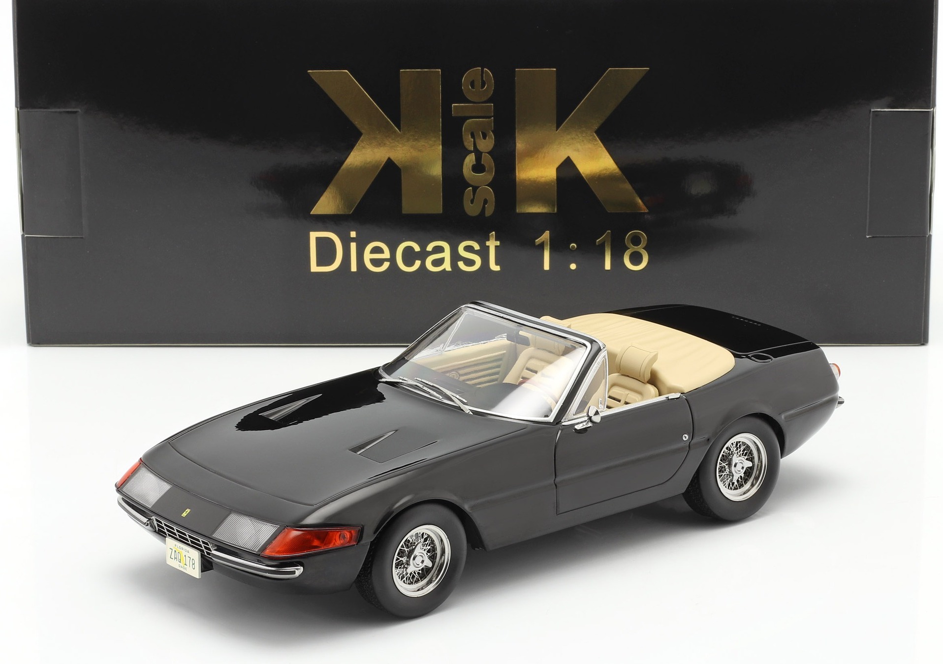 Miami Vice FERRARI 365 GTS DAYTONA SPYDER Black in 1:18 scale by KK Diecast  by KK Diecast