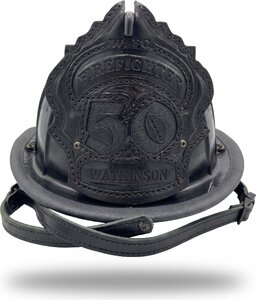 "FIL" Firefighter Custom Leather Fire Helmet Shield Front