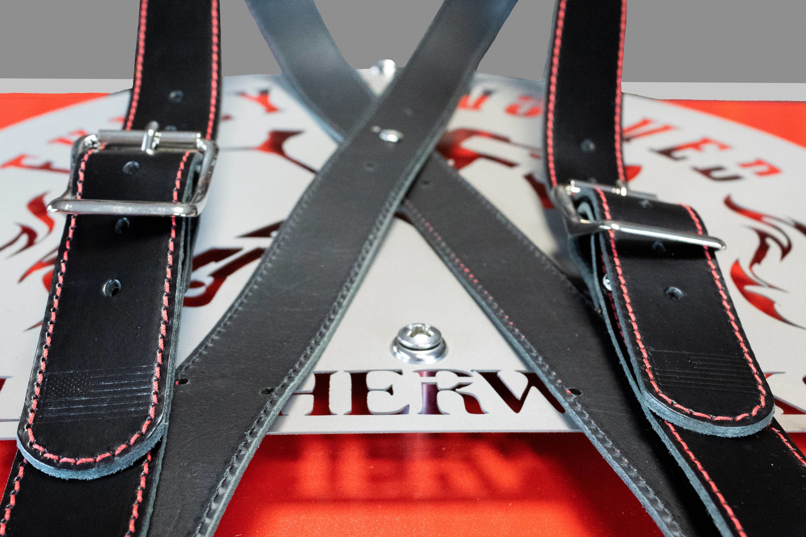 Black Leather X-Back Suspenders for Firefighters by Fully Involved
