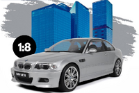 2003 BMW M3 E46 Silver in 1:8 scale Showcase included