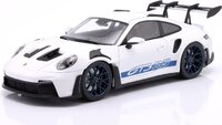 2024 Porsche 911 992 GT3 RS White with Blue Wheels in 1:18 scale