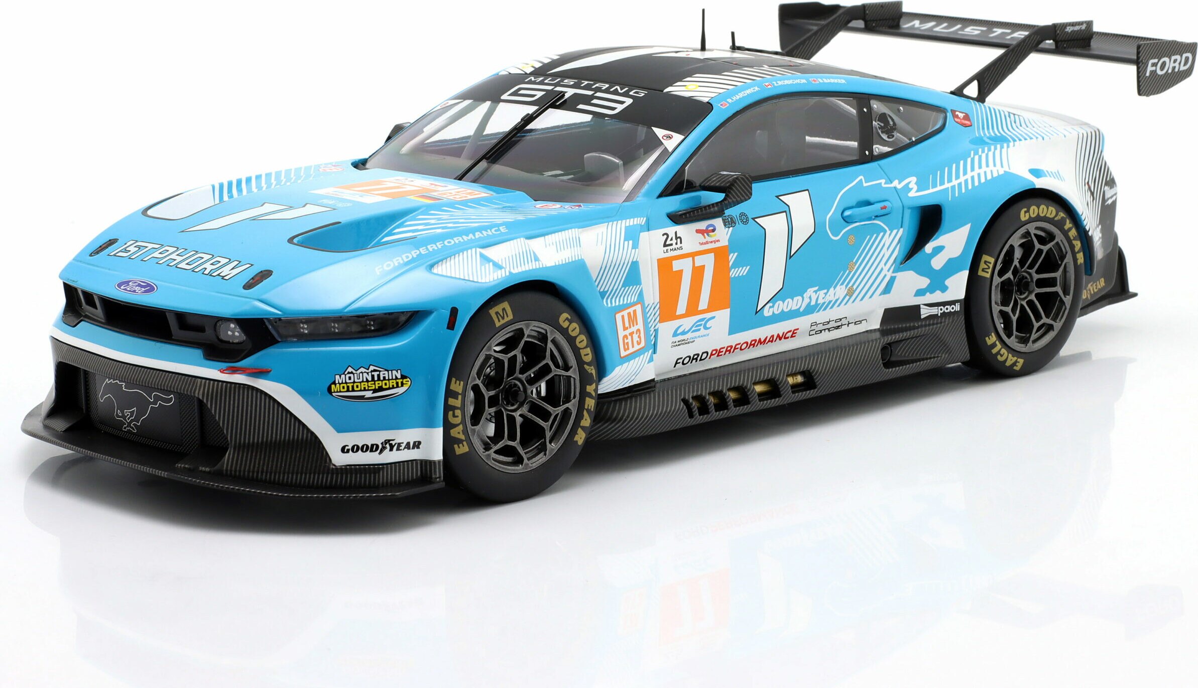 Ford Mustang GT3 Coyote 54.L V8 #77 2024 24h Le Mans in 1:18 scale by IXO