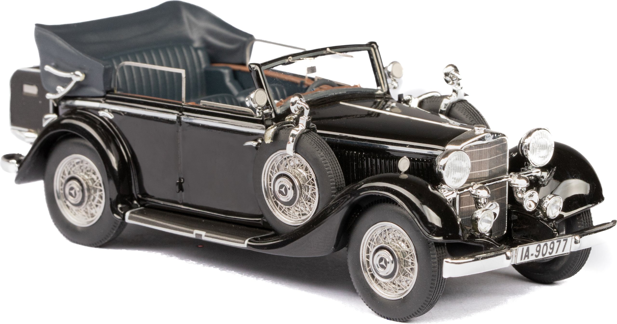 Modèle Réduit Mercedes-Benz 290 W18 Cabriolet D (1933-1936) Toit Fermé Noir à L'échelle 1/43 En Résine, Neuf