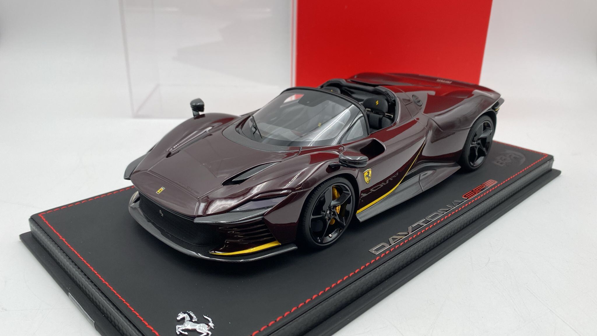 Ferrari SP3 Daytona Open Roof Ruby Red in 1:18 scale by BBR