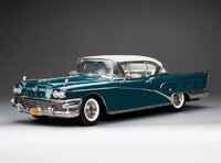 1958 Buick Limited Riviera Coupe Glacier White/Dark Turquoise Poly in 1:18 scale