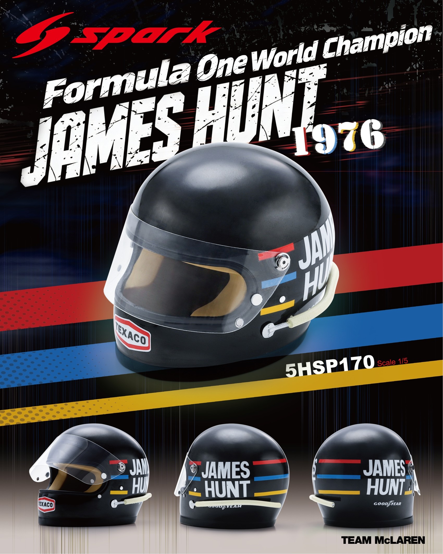 James Hunt World Champion 1976 Mini Collectible Helmet in 1/5 Scale
